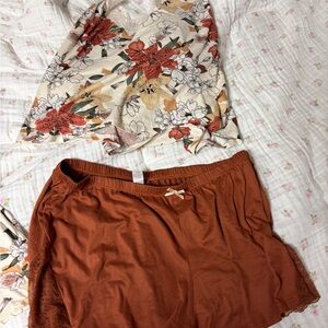 Soft pajama set strap tank top and shorts